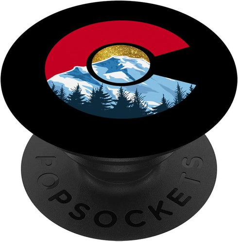 Colorado with Flag Themed Mountain Gifts For Couple Kids Men PopSockets Swappable PopGrip