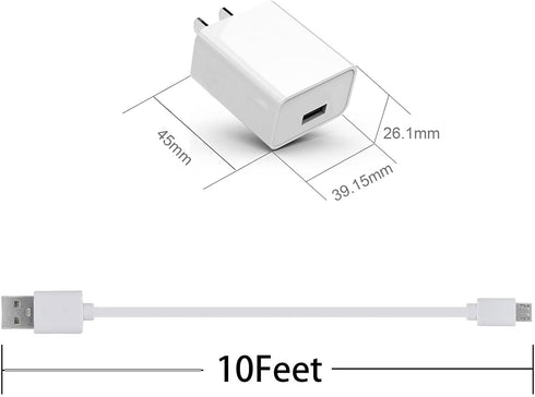 Power Adapter for Ring Indoor Cam, Wyze, Eufy, Blink, Simplisafe Camera, 10 ft Micro USB Extension Cable