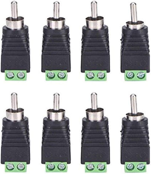 RCA Phono Male Plug to AV Screw Terminal Adapter - Solderless Audio/Video Connector, 8 PCS
