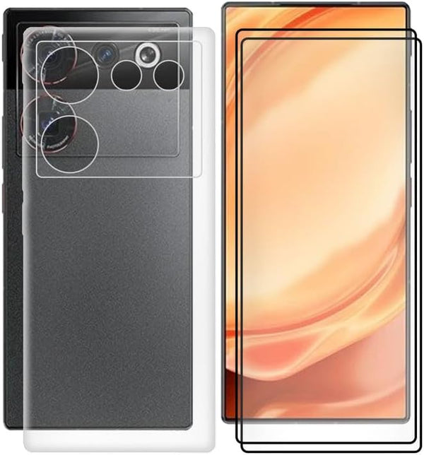 Phone Case for Nubia Z50 Ultra (6.8") with 2 x Tempered Glass Screen Protector, Transparent Anti-Scratch Soft Silicone