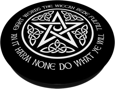 An It Harm None Do What Ye Will Pentacle with Celtic Knot PopSockets Swappable PopGrip
