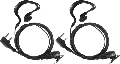 Kenwood Walkie Talkie Earpiece Headset for Baofeng UV-5R, UV-9R, BF-888S, with PU G Shape Ear-Hook and PTT Mic, 2 Pack