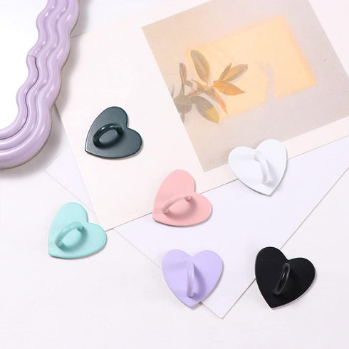 12PCS Cell Phone Finger Ring, Phone Clasps Hooks, Phone Finger Grip Heart Shaped Cell Phone Ring Holder, Adhesive Metal