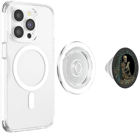 PopSockets PopGrip for MagSafe - Librarian Skeleton Gothic Goth Book Reading Lover