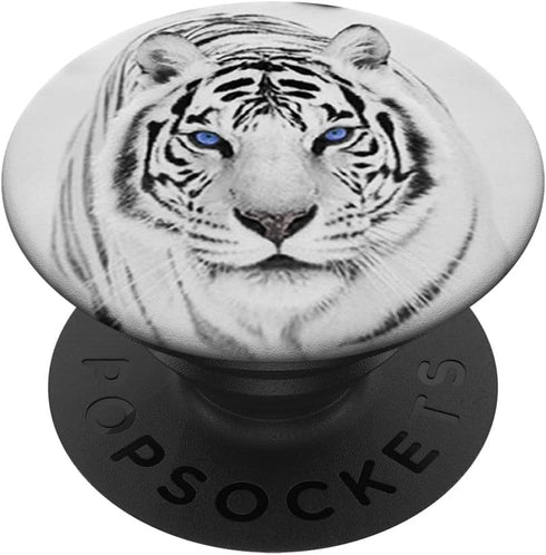 White Tiger Blue Eyes Cute Big Wild Cat Animal Gift Idea PopSockets PopGrip for Phones and Tablets