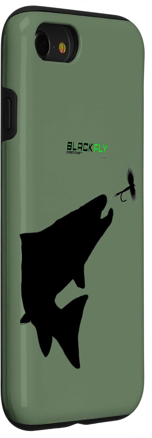 Black Fly Case iPhone SE (2020) / 7 / 8 Fly Fishing Phone Case for Trout Rising Dry Flies