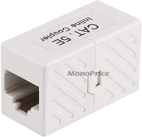 Monoprice Cat5e RJ45 Modular Inline Coupler, Straight Type Coupler, White