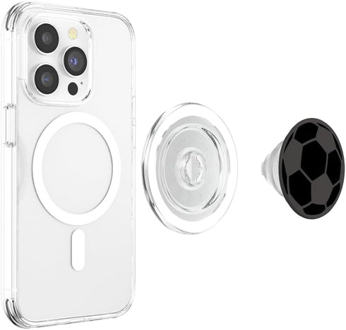 Gray Black Soccer Ball PopSockets PopGrip for MagSafe