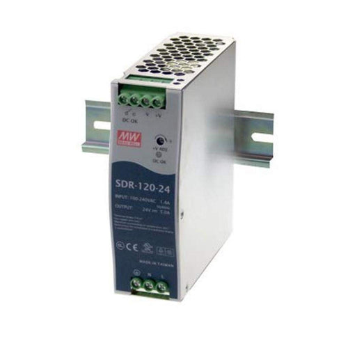 Mean Well SDR-120-24 DIN-Rail Power Supply, 24VDC, 5A, 120W