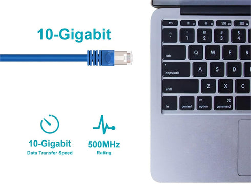 Monoprice Cat6A 3ft Blue Patch Cable, Double Shielded (S/FTP) 26AWG 10G Pure Copper Snagless RJ45