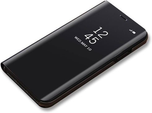 Samsung Galaxy Note 8 Mirror Case - Plating PC Smart Clear View Window Flip Stand Cover, Black