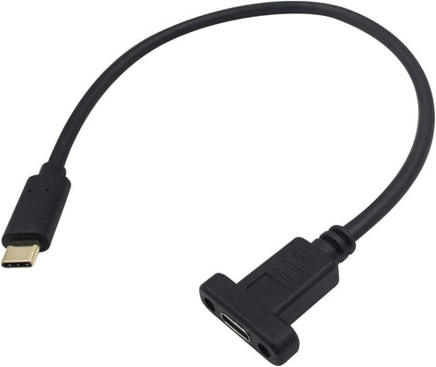 Poyiccot USB C Extension Cable 1ft, 10Gbps 60W, Type C Male to Female, Short USB 3.1 Panel Mount for Data & Sync.