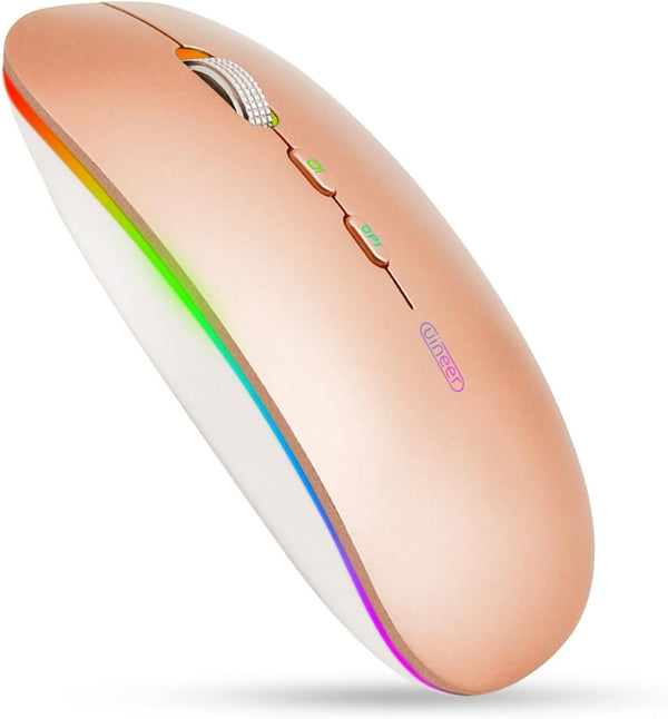 Rechargeable Bluetooth Mouse, Wireless (BT 5.1+2.4G) Silent Computer Mice for Laptop Desktop, MacBook, Windows, Mac OS