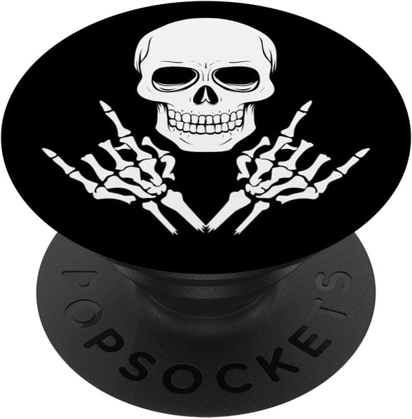 Rock Hands Skull Skeleton on Black Background PopSocket PopGrip: Swappable Grip for Tablets & Phones