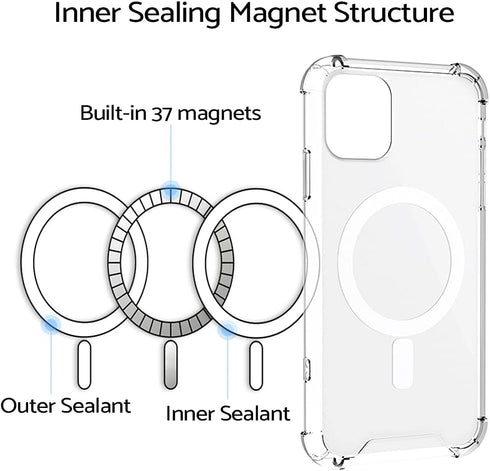TORU MX Slim Magnetic Case for iPhone 11 Pro Max, Compatible with Magsafe, Clear Case with Detachable Wrist Strap