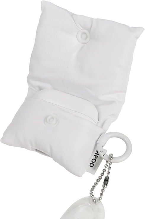 Compatible with AirPods Pro Case Cover,Fashionable and Trendy Down Cotton Padded Quilted Headphone Bag with Portable Rope Compatible for Airpods Pro and Airpods 3 Case Cover (White)