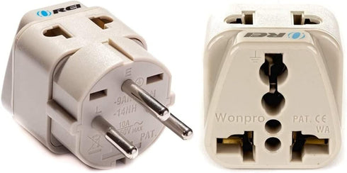 OREI USA to Israel, Gaza, Palestine Travel Adapter Plug (Type H) - 2 in 1, CE Certified, 2 Pack, White