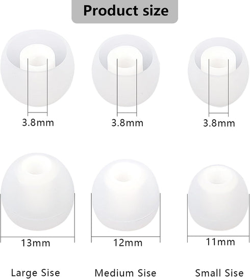 Silicone Earbud Replacement Tips, Fit for in-Ear Headphones (Inner Hole 3.8mm -5.1mm), 9 Pairs Earbud Covers