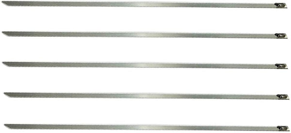 MroMax 13.78" Stainless Steel Cable Zip Ties, Multi-Purpose Metal Exhaust Wrap, 5pcs