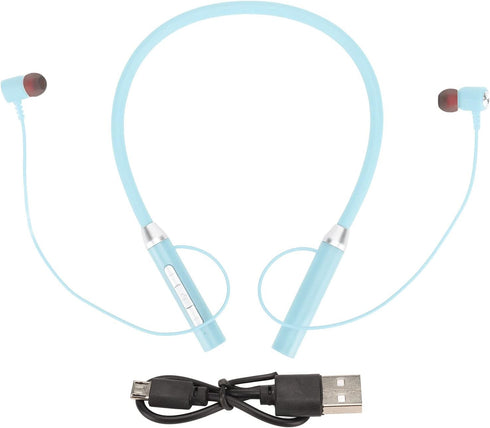 Shop BT 5.2 Neckband Earbuds: Wireless Magnetic Headphones, IPX5 Waterproof, Ergonomic Bass Sports Earphones (Blue).