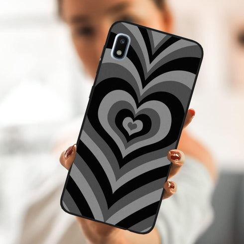 Compatible with Samsung Galaxy A10e Black Cute Heart Tunnel Center Love Pattern Shockproof Protective Anti-Slip Thin Slim Soft Black Phone Case Cover Shell