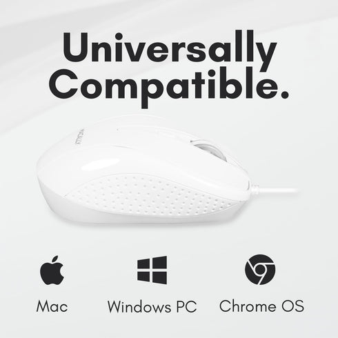 Macally USB Wired Mouse - 3 Button, Scroll Wheel, 5 Foot Long Cord, Compatible with Apple and Windows