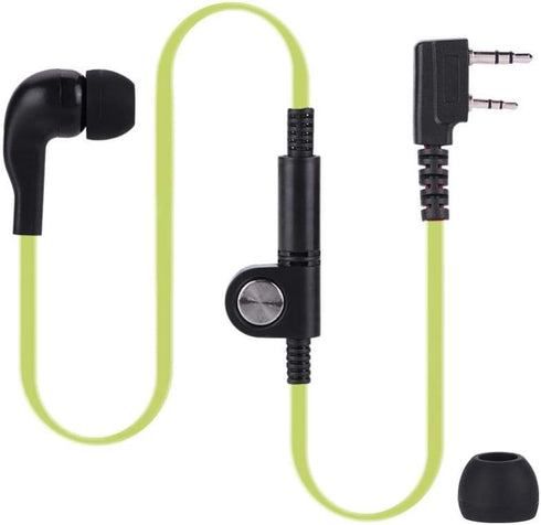 Earphone for Walkie Talkie Radio - 118 cm /46.46 Inch Headset for K Head 2Pin Radio, Mic Headphone in Green