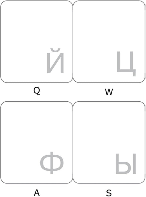 Russian White Lettering Keyboard Stickers, Transparent Background for Laptops