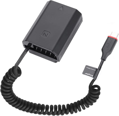 King Ma Dummy Battery NPFW50/ENEL15/LPE6/NP-FZ100/LPE8/NP-W126, Decoded Replacement with Type-C Power Adapter Cable for