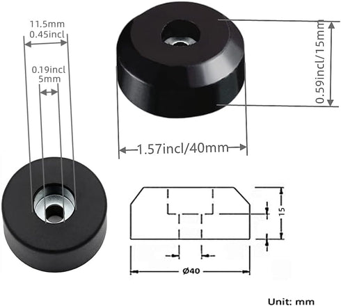 Sam&Johnny 4Pcs Speaker Isolation pad Rubber feet for Electronics Audio Turntable Speaker CD Guitar AV receivers Headphones Amp etc
