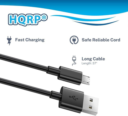HQRP 36 Inch USB to Micro USB Charging Cable for Logitech Ultrathin Keyboard Folio m1, Cover i5, & Performance Mouse MX