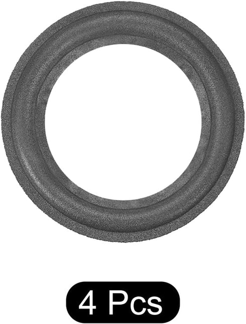 Speaker Foam Edge Surround Rings Rubber Perforated Subwoofer Rings Replacement Parts - 4 Inch/Black / 4 Pack