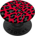 Cute Black Leopard Print Pattern Design for Women on Red PopSockets: Swappable Grip for Phones & Tablets
