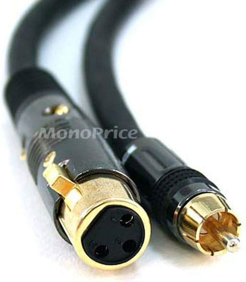 Monoprice Premier Series XLR to RCA Cable, Female to Male, 3 Feet, Black, 16AWG