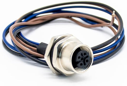 M12 Female Connector with Cable 0.2M A Coded Back Mount Wiring Waterproof 3Pin Straight Socket