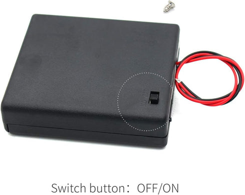 4Pcs AA Battery Holder with Leads Wires, ON/Off Switch, Screw Cap Case, 4 Slots x 1.5V Battery Storage Box (4-Pack)