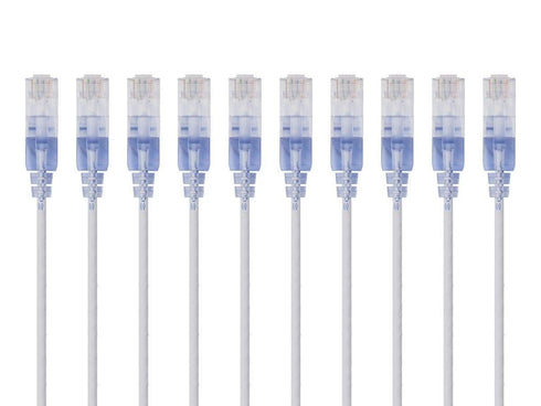 Cat6A RJ45, 550Mhz, 10G, 30AWG, 10-Pack, 7 Monoprice Ethernet Patch Cable - Snagless UTP, Pure Bare Copper Wire, Feet