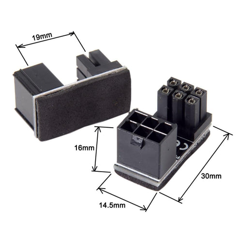 chenyang 2 Pack ATX 6Pin 180 Degree Angled Power Connector Adapter for GPU Graphics Card
