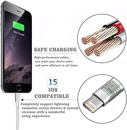 Ximytec 10ft Mfi-Certified iPhone Charger Cable 3-Pack, Nylon Braided USB Cord for iPhone 12/11/XS/XR/X/8/7/6/5/iPad -