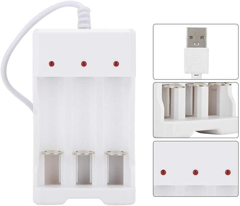 Portable Universal Rechargeable 3.6V Smart Charger for AA and AAA Batteries, Three Slots
