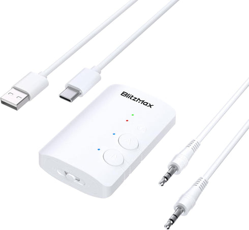 TV Bluetooth 5.3 Transmitter/Receiver 2-in-1 Mini Wireless Adapter with Headphones Dual Pairs, 3.5mm Aux Audio Jack,