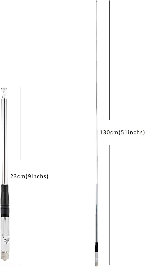 HYS 27Mhz 9-inch 51-inch CB Antenna, SMA-Female Connector, Telescopic/Rod to HT CB Antenna for QUANSHENG Handheld CB