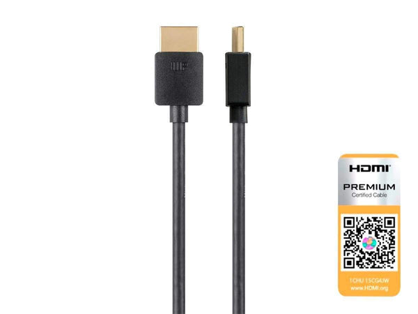 Monoprice High Speed HDMI Cable, Certified Premium, 4K@60Hz, HDR, 18Gbps, 6 Feet, Black - Ultra Slim Series