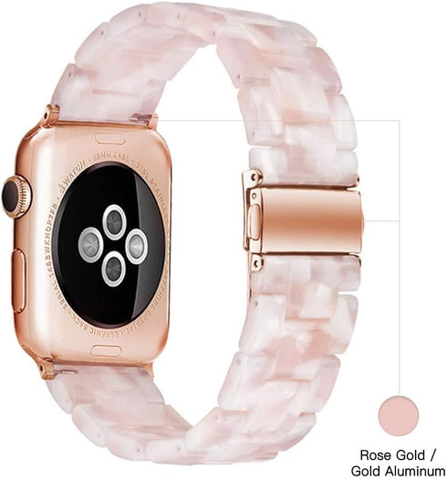 Light Apple Watch Band, Fashion Resin for Series 9 8, Compatible with 40mm for Women (Flower Pink)