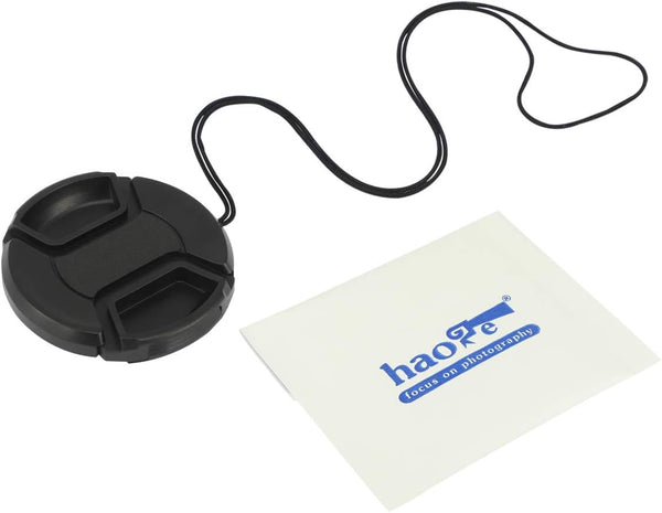 Haoge 55mm Center Pinch Snap On Front Lens Cap Cover with Cap Keeper for Canon Nikon Sony Fujifilm Sigma