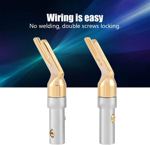 Banana Plugs for Speaker Wire - 6 Pcs 24K Gold Plated Pure Copper Y Plug Spade Connector