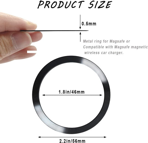 10 Pcs Metal Ring for Magnetic Wireless Charger, 2 Styles, Universal Ultra Thin CD Stripe Round Ring Sticker Conversion Kit Compatible with MagSafe Mini Max Galaxy Car Charger on Most Smartphone