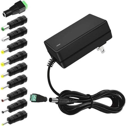 15V 2A DC Power Supply - AC 100V-240V Input to DC 15 Volt 2 Amp Adapter with 5.5mm x 2.5mm Plug and Size Tips