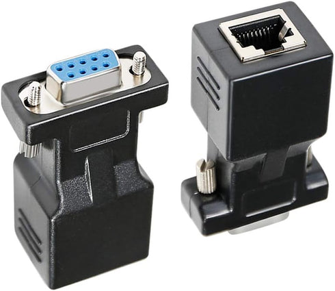 DTECH DB9 to RJ45 Serial Adapter | RS232 Female to RJ-45 Female Ethernet Converter for 9 Pin Devices