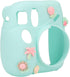 Silicone Case for Instax Mini 7 Plus Camera, Soft Protective Cover with Adjustable Shoulder Strap (Blue Plant)